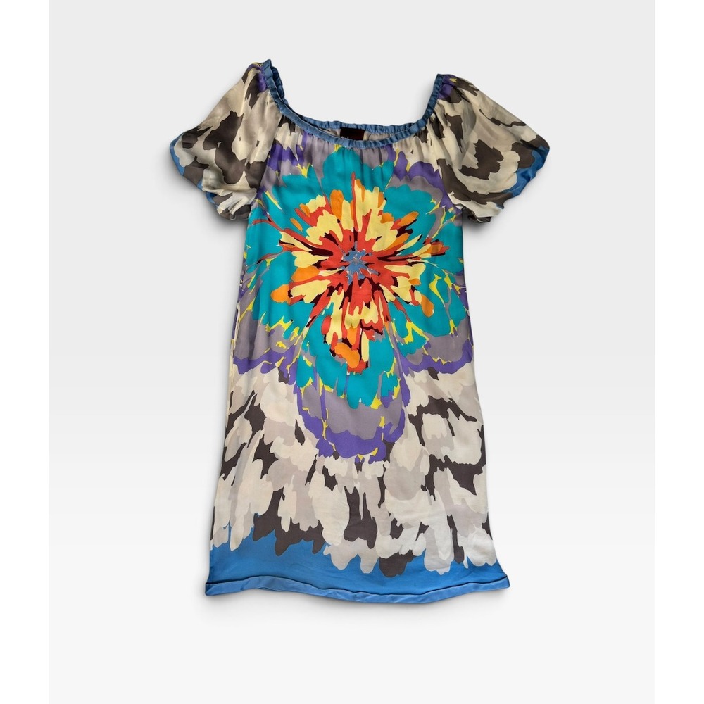 Vintage Missoni Silk Floral Dress IT38 XS Puff Sleeve Multicolor Made in Italy - Picture 2 of 15
